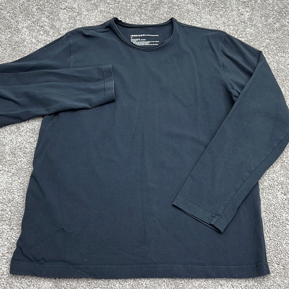 Isda & Co Black Stretch Cotton Long Sleeve Heavier Weight Knit Shirt Men’s M